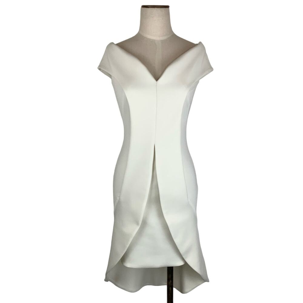 Black Halo Eve Anderson Mini Off Shoulder Cocktail Sheath Dress White Women's 2